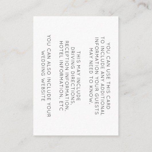 書道タイポグラフィ結婚詳細カード エンクロージャーカード (裏面)