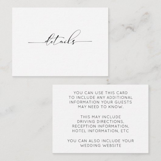 書道タイポグラフィ結婚詳細カード エンクロージャーカード (正面/裏面)