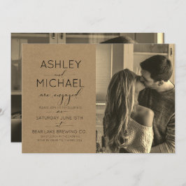 書道タイポグラフィ2フォトセピア婚約 招待状