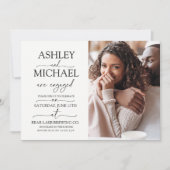 書道タイポグラフィ2写真婚約パーティ 招待状 (正面)