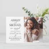 書道タイポグラフィ2写真婚約パーティ 招待状 (スタンド正面)