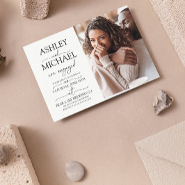 書道タイポグラフィ2写真婚約パーティ 招待状