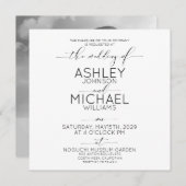 書道タイポグラフィB&Wスクエアフォト結婚ズ 招待状 (正面/裏面)