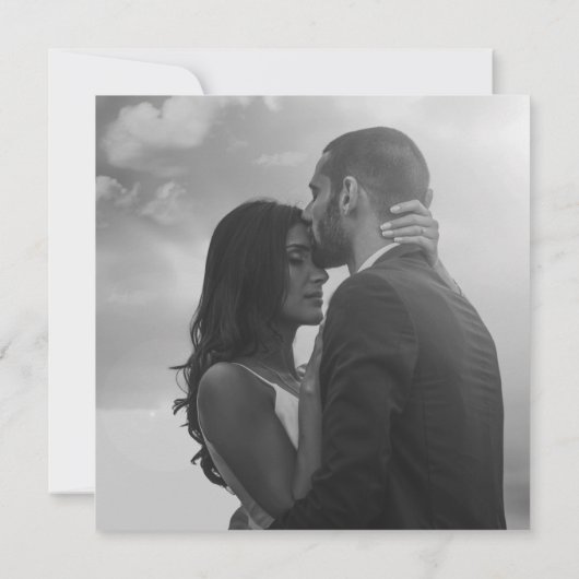 書道タイポグラフィB&Wスクエアフォト結婚ズ 招待状 (裏面)