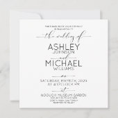 書道タイポグラフィB&Wスクエアフォト結婚ズ 招待状 (正面)