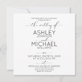 書道タイポグラフィB&Wスクエアフォト結婚ズ 招待状