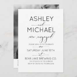 書道タイポグラフィQRコード婚約パーティ 招待状