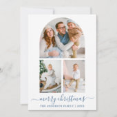 書道ダスティブルー3フォトアーチクリスマス シーズンカード (正面)