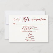 書道ダンスブルゴーニュヴィンテージ結婚写真 出欠カード (裏面)