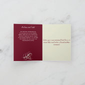 書道ダンスブルゴーニュヴィンテージ結婚写真 招待状 (内部)