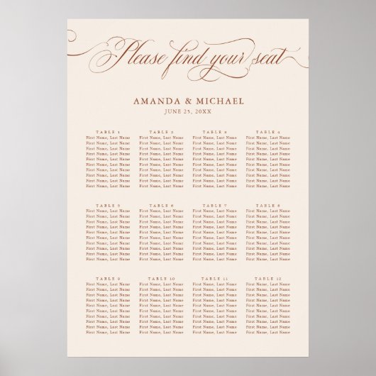 書道テラコッタ結婚の座席表 ポスター (正面)