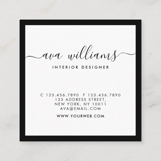 書道デモダンザイナーB&Wソーシャル スクエア名刺 (裏面)