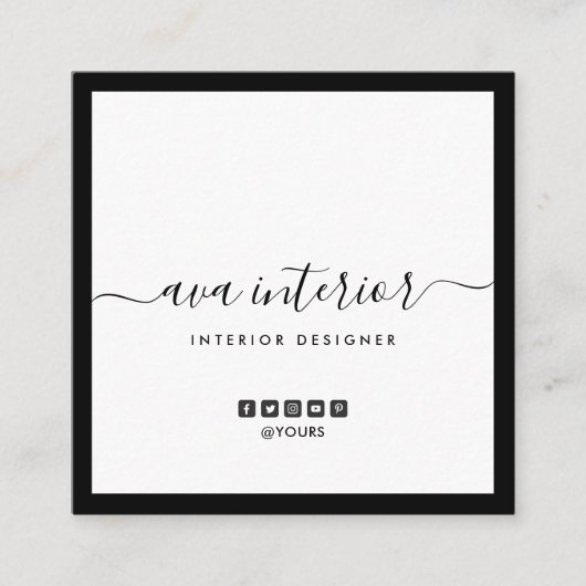 書道デモダンザイナーB&Wソーシャル スクエア名刺 (正面)