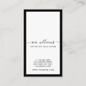 書道デモダンザイナB&W社会垂直 名刺 (裏面)