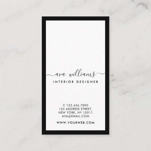 書道デモダンザイナB&W社会垂直 名刺 (裏面)