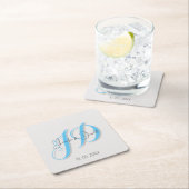 書道トレンディークラシカル文字モノグラム スクエアペーパーコースター (インサイチュ)