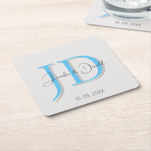 書道トレンディークラシカル文字モノグラム スクエアペーパーコースター (アングル)