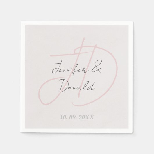 書道トレンディークラシカル文字モノグラム スタンダードカクテルナプキン (正面)