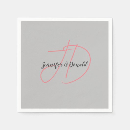 書道トレンディークラシカル文字モノグラム スタンダードカクテルナプキン (正面)