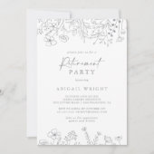 書道ニュートラルワイルドフラワー退職パーティー 招待状 (正面)