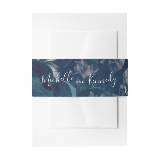 書道ネイビーアンティーク結婚ブーケ 招待状ベリーバンド (正面例)