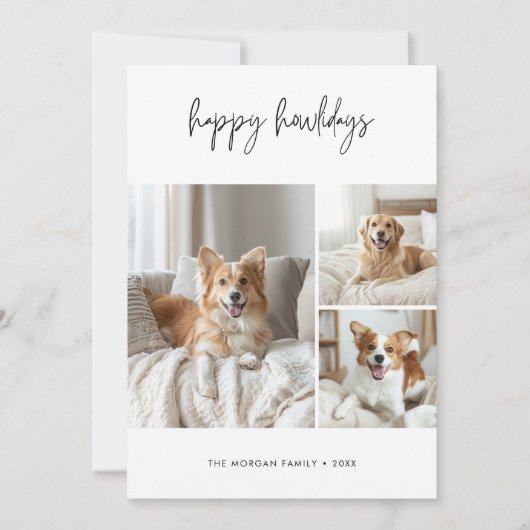 書道ハッピーハウリデイズ犬のクリスマスフォト シーズンカード (正面)