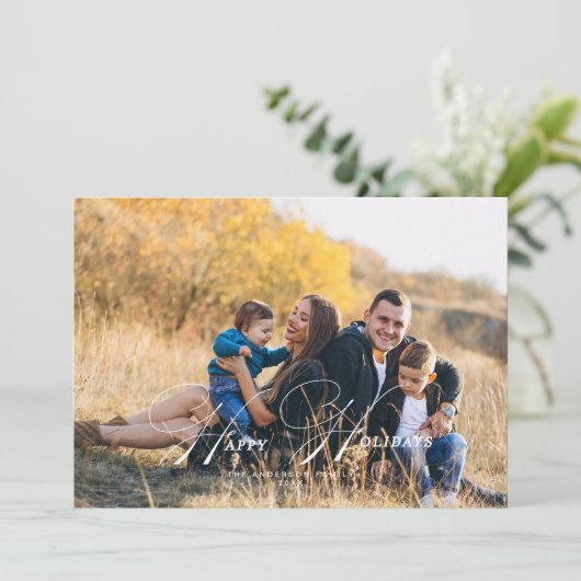 書道ハッピーホリデー写真カード 招待状 (スタンド正面)