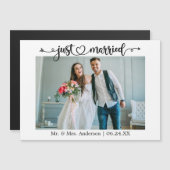 書道ハートたった今結婚しました結婚のマグネットカード (正面/裏面)