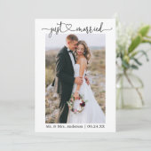 書道ハートたった今結婚しました結婚写真 案内状 (スタンド正面)