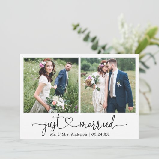 書道ハートたった今結婚しました2結婚写真 案内状 (スタンド正面)