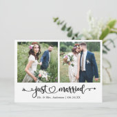 書道ハートたった今結婚しました2結婚写真 案内状 (スタンド正面)