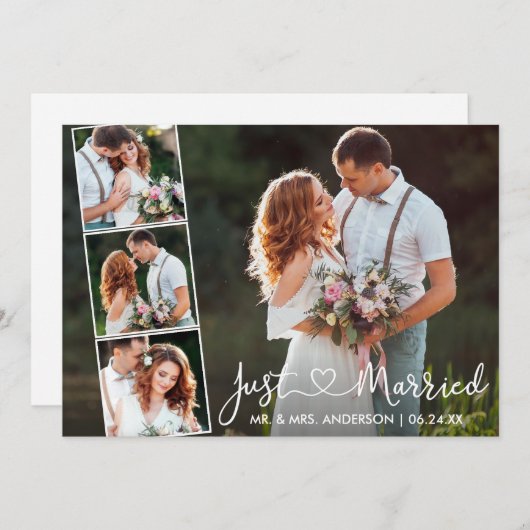 書道ハートたった今結婚しました4写真 案内状 (正面/裏面)