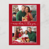 書道ハートもっと応援レッド2フォトホリデー ポストカード (正面)