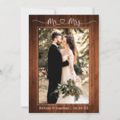 書道ハートウッド夫妻結婚の写真 サンキューカード (正面)