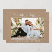 書道ハートクラフト夫妻結婚の写真 サンキューカード (正面/裏面)