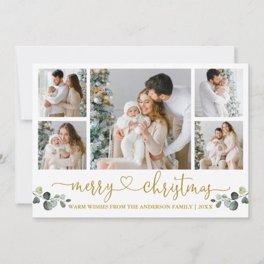 書道ハートクリスマスウォーター色ユーカリ シーズンカード (正面)