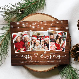 書道ハートクリスマスウッドライトホリデイ ポストカード