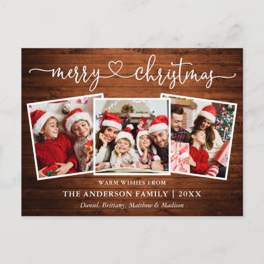 書道ハートクリスマスウッド3写真 ポストカード (正面)