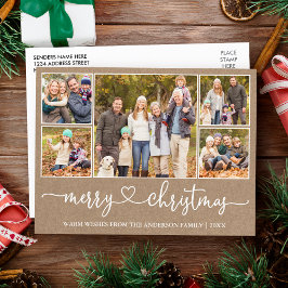 書道ハートクリスマスクラフト5フォトホリデー ポストカード