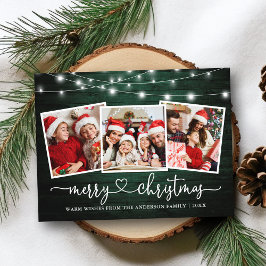 書道ハートクリスマスグリーンウッドライト ポストカード