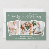 書道ハートクリスマスセージ緑3写真 シーズンカード (正面)