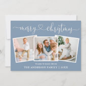 書道ハートクリスマスダスティブルー3枚の写真 シーズンカード (正面)