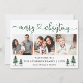 書道ハートクリスマスパインズ3フォトグリーン シーズンカード (正面)