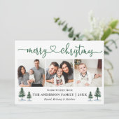 書道ハートクリスマスパインズ3フォトグリーン シーズンカード (スタンド正面)