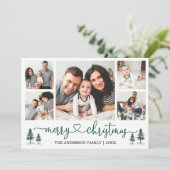 書道ハートクリスマスパインズ5フォトグリーン シーズンカード (スタンド正面)