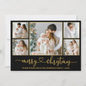 書道ハートクリスマスブラックと金ゴールドフレーム シーズンカード (正面)