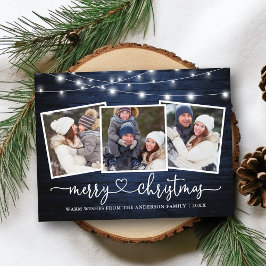 書道ハートクリスマスブルーウッドライト ポストカード