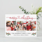 書道ハートクリスマスホリー3フォトレッド シーズンカード (スタンド正面)