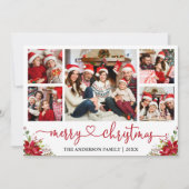 書道ハートクリスマスポインセチア5写真 シーズンカード (正面)