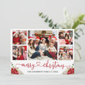 書道ハートクリスマスポインセチア5写真 シーズンカード (スタンド正面)